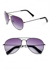 THE LOOKAviator style Metal framesBrow barContrast end pieces Signature case includedTHE COLORDark silvertone with grey gradient lensesORIGINImportedPlease note: Actual lens is darker than shown.This item was originally available for purchase at Saks Fifth Avenue OFF 5TH stores. 