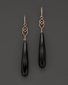 Lisa Nik 18K Rose Gold Twisted Wire Black Onyx Drop Earrings