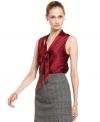 Crimson charmeuse fabric and a bow neckline take Nine West's top from a basic blouse to a fashionable standout.