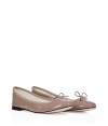 Shine like a star in these classic ballerina flats from French brand Repetto - Light grey patent leather creates a modern take on the traditional - Features rounded cap, bow, edged seam and small paragraph - Basic, everyday shoe looks great with jeans, capris and skirts