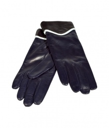 Punctuate your winter wardrobe with sleek, eye-catching accessories like Jil Sander Navys black and navy blue leather gloves - Artfully crafted from ultra-supple lamb leather and fashionably colorblocked - Classically slim, second-skin fit - Polished and chic, ideal for any number of occasions - Pair with parkas, ponchos and wool or cashmere coats