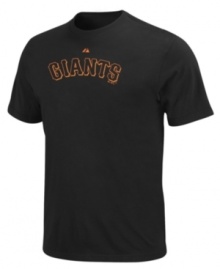 Ever since they moved from the Polo Grounds to the West Coast, your Giants have been looking to recapture the glory days of past pennants and championships. This year, the drought is finally over and you can celebrate all year long with this commemorative alternate team t shirt from Majestic Apparel.