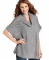 NY Collection combines cable-knit with pointelle details for this gorgeous cowlneck sweater.