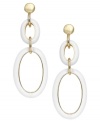 Double up on shapely style. Charter Club's chic drop earrings feature white resin set in gold tone mixed metal. Approximate drop: 1-3/4 inches.