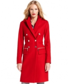 MICHAEL Michael Kors outfitted this luxe coat with military-inspired details for a crisp finish.