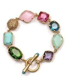 Indulge your taste for rock candy with this multi colored bracelet from Carolee. It's gold-dipped stones are sure to add a sweet touch to every wrist.