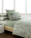 Sumptuous texture adorns this European sham from Calvin Klein, featuring a woven matelasse design in a soft, green hue.