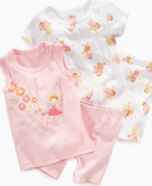 With the wave of a wand, she'll be ready for sleep time in these darling shirts and shorts from Carter's.