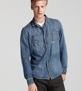 Diesel's chambray button-up shirt boasts perennial cool.