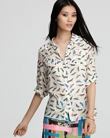 Milly Top - Parakeet Elisa Epaulet Button Down