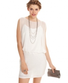 A sequin skirt plus a gauzy, blouson top equal a party dress that boasts effortless, Hampton's style! From B Darlin.