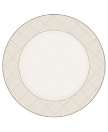 Dressed in a fine diamond grid of bronze and warm taupe, this round platter is tailored for formal dining and everyday elegance in bone china. It's a handsome host for roast chicken or vegetable kabobs. From Noritake's collection of serveware and serving dishes.