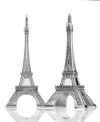 Recreate all the romance of your favorite French bistro with Eiffel Tower salt and pepper shakers, crafted of radiant nickel plate by Godinger.