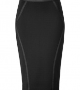 Ultra-luxe pencil skirt from Donna Karan - This sleek skirt adds a subtle sultry vibe to your cocktail look - Figure-hugging silhouette, stylish seaming detail, hidden back zip closure - Wear with patterned tights, a sequin embellished top, and sky-high heels