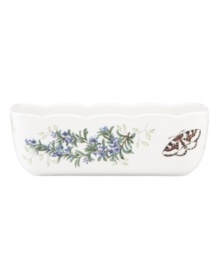 Fresh from the garden, the Butterfly Meadow Herbs loaf pan from Lenox features flowering herbs and a delicately scalloped edge in oven-safe stoneware. Qualifies for Rebate