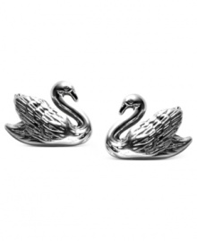 In haute water. Fossil's swan stud earrings are crafted from silver-tone stainless steel, with intricate detailing making the pair a stylish choice. Approximate width: 1 inch.