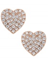 Fall in love all over again. These sparkly stud earrings from CRISLU flaunt a heart design decorated with hand-cut cubic zirconias (1/4 ct. t.w.). Set in 18k rose-gold over sterling silver. Nickel-free. Approximate drop: 1/4 inch.