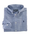 The long-sleeved Blake shirt is rendered from soft cotton in a preppy tattersal plaid.