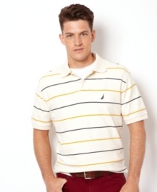 Clean and classic, this polo shirt from Nautica bridges the gap between casual and preppy style.