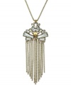 Fashion-forward with fringe. BCBGeneration's necklace is crafted from gold-tone mixed metal with chains of the same creating a dangling display on the pendant. Faceted crystals complete the stunning look. Approximate length: 30 inches. Approximate drop: 3-1/2 inches.