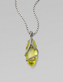 From the Cable Wrap Collection. Dazzling diamonds and beautiful, sterling silver cables surround this faceted, marquis lemon citrine stone. Lemon citrineDiamonds, .18 tcwSterling silverSize, about 1½ Sterling silver baleImported Please note: Chain sold separately. 