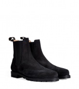 Inject classic sophistication into your look with these brogued suede Chelsea boots from traditional Viennese shoemaker Ludwig Reiter - Rounded toe, brogued trim, tonal elasticized side inserts, back pull, rubber lug sole - Ankle height - Pair with jeans or tailored trousers, a sleek button-down, and slim cut blazer