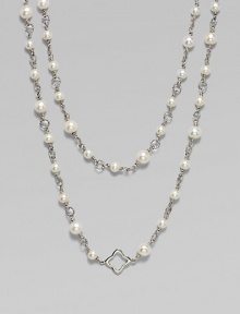 From the Quatrefoil Collection. A graceful sterling silver chain, stationed with lustrous freshwater pearls and quatrefoil-shaped open links, is fabulous as a single but long enough to double. Cultured freshwater pearls Sterling silver Length, about 48 Toggle closure Imported