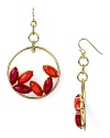 Rich orange and pink stones are delicately set in these open circle earrings from RJ Graziano. Feminine, flirty, now.