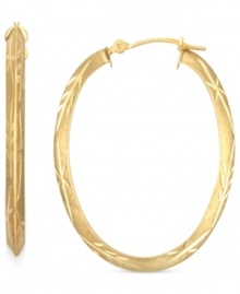 Elegance in oval form. This pair of hoop earrings from YellOra™ features a stylish silhouette and brings together pure gold, sterling silver and palladium for a glamorous look. Approximate drop: 1-3/8 inches. Approximate width: 1 inch.