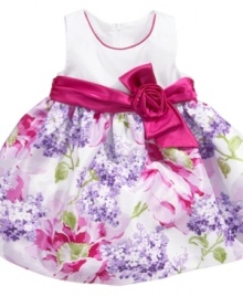 A rosy delight. She'll be as pretty as a flower in this special sleeveless dress from Bonnie Baby.