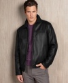 If classy and laid-back is the look you're going for, this leather jacket from Perry Ellis is your answer.