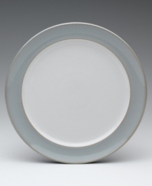 Charming and practical, this salad plate features a luminous glazed border. Coordinates with striped Mist Falls pieces for a beautifully layered table.