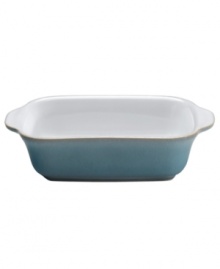 Lasting durability with handmade charm from Denby dinnerware. Dishes, like this rectangular baker, are made from sturdy stoneware and hand painted to mix and match with other Azure patterns for a look unique to your table.