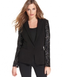 Sequined sleeves give this DKNYC blazer a party-worthy pop of panache.