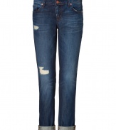 Perfectly broken-in in super soft denim, J Brands boyfriend jeans are a four-season staple perfect for giving your look that effortless-cool feel - Classic five-pocket style, zip fly, button closure, belt loops, destroyed front detailing - Slouchy boyfriend fit - Wear rolled up with feminine silk tees, blazers and ankle boots