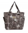 Stylish shopper in grey patterned nylon - Square shape is spacious and functional - Feature short carrying handles and two large, outside pockets - Marc Jacobs logo plaque - Perfect for work, school or shopping