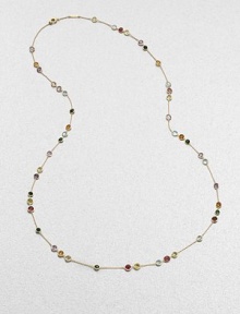 From the Mini Jaipur Collection. A colorful strand of semi-precious, faceted stations set in hand-engraved 18k gold. May include amethyst, light amethyst, green amethyst, iolite, garnet, green garnet, orange garnet, tourmalines, citrine, lemon citrine, peridot, pink quartz, smoky quartz and topazLength, about 36Lobster clasp closureMade in ItalyPlease note: Stones may vary. 