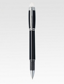 From the Origin Collection, this Fineliner with spring mechanism is set in sterling silver with black resin barrel and cap.FinelinerResin with embossed logo emblemPlatinum-plated clipUses Fineliner and Rollerball refillsAbout 5½ longMade in Germany