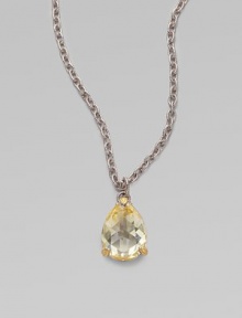 From the La Petite Collection. A pear shaped drop of faceted canary crystal on a textured sterling silver chain.Canary crystal 18K yellow gold Sterling silver Length, about 17 Lobster clasp closure Imported 