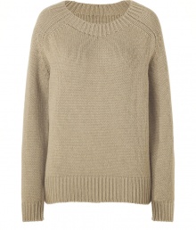 With a pretty classic beige, this versatile wool pullover is an effortless style solution for your new season staples - Round neck, long sleeves, ribbed cuffs and hem, slim silhouette - Wear with skinny jeans, cropped trousers, modernized chinos, or a mini-skirt