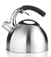 At the sound of the whistle, enjoy the best brew! A stainless masterpiece brings water to a boil fast with a highly heat-conductive encapsulated base. A stay-cool soft grip handle, flip-up spout, classic whistle and removable lid make pouring a rich experience.