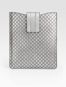 Logo-stamped metallic leather iPad® case with a chic flap closure.Velcro® flap closureFully linedAccommodates the iPad® 2 8¾W X 10¼H X 1DMade in ItalyPlease note: iPad® not included