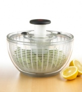 Take your greens for a spin and end up with crisp and delicious ingredients for amazing salads. Just press the top to spin and the brake button to stop. It can even double as colander or a serving bowl! Lifetime warranty.