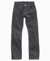 What's the skinny on new denim styles? These slim-fit jeans from Levi's are! A cool fade and a cooler fit.