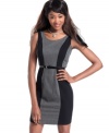 Thick blocks of neutral tone create slimming, streamlined style on this professional look from XOXO!