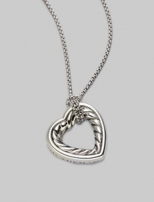 From the Cable Heart Collection. Both sweet and sophisticated, a graceful heart of cabled sterling silver with signature accents of 18k gold hangs from a sterling silver box chain. Sterling silver and 18k yellow gold Chain length, about 16 Pendant length, about 1 Lobster clasp Made in USA