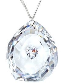 It all comes down to matters of the heart. Swarovski's romantic style features a clear crystal drop with a sparkling clear heart at center. Set in silver tone mixed metal. Approximate length: 23 inches. Approximate drop: 1-1/5 inches.