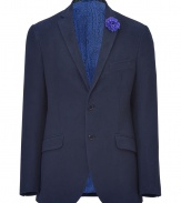 Bring stylish appeal to day or night ensembles with this versatile blazer from Etro - Notched lapels, two-button closure, single chest pocket, decorative flower pin at lapel, flap pockets at waist, double back vent, paisley lining - Pair with slim trousers or jeans, a button down, and brogues