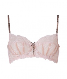 Bring luxe style to your look with this vintage-inspired bra from Elle MacPherson Intimates - Allover lace overlay, underwire, three-quarter cups, front bow, contrasting leopard print adjustable straps, back hook and eye closures - Perfect under virtually any outfit or paired with matching panties for stylish lounging