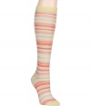 Stylish knee-high socks in fine cotton blend - Chic salmon and lemon colorway - Classic, multi-width stripe motif from knitwear stalwart Missoni - Densely woven and supremely soft - Pair with a pleated mini skirt or short knit dress and ankle boots